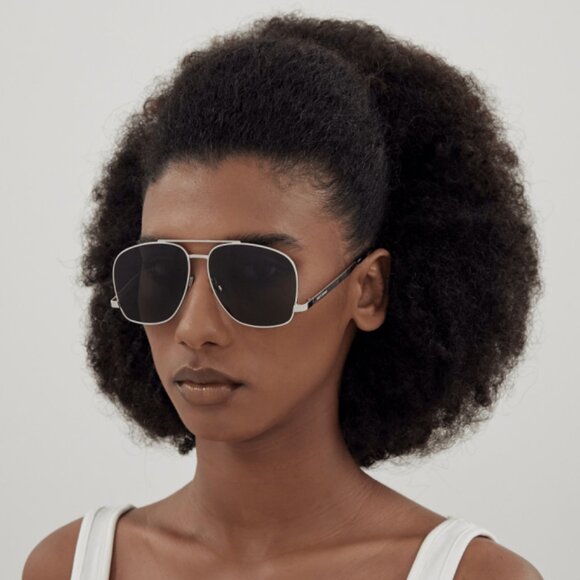 NEW SL653 LEON 001 SAINT LAURENT SUNGLASSES WOMEN AVIATOR SILVER EYEWEAR - Picture 1 of 5